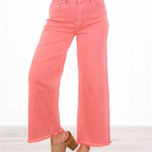 Risen High Rise Coral Tummy Control Crop Wide Leg Jeans 31/13